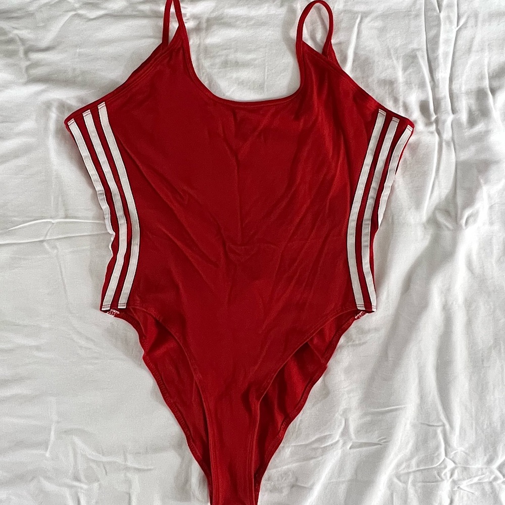 Adidas Women's Originals 3-stripes Bodysuit In Red